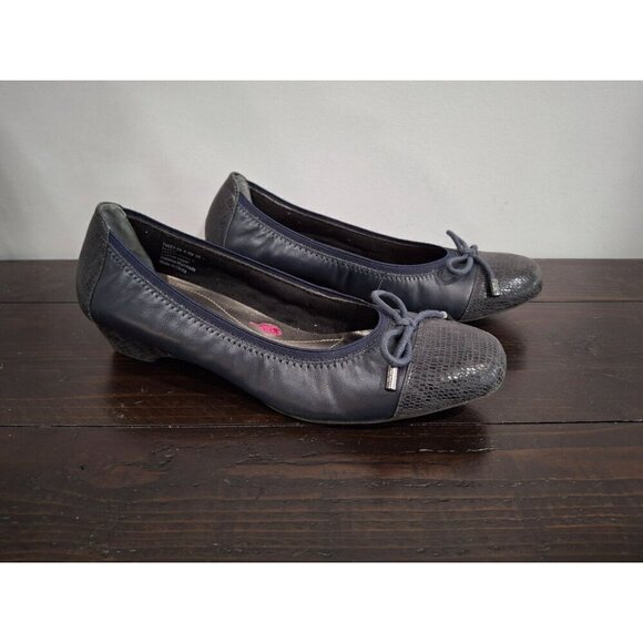 Ros Hommerson Tasha Navy Sheep Leather Heeled Ballet/Pre-owned, Sz. 8.5M EUC - Picture 3 of 9